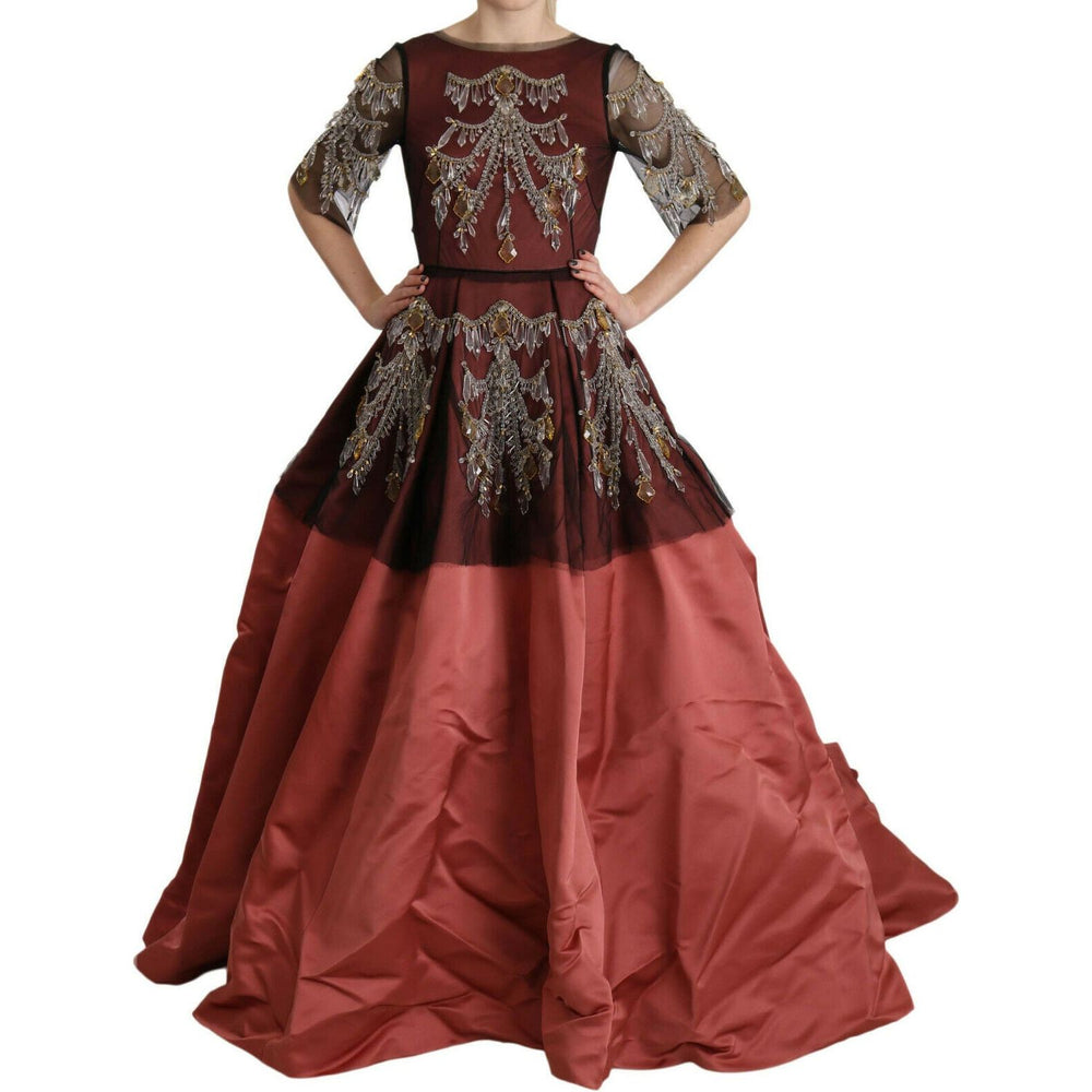 Dolce & Gabbana Crystal Chandelier Silk Princess Gown Dress DR1680-40