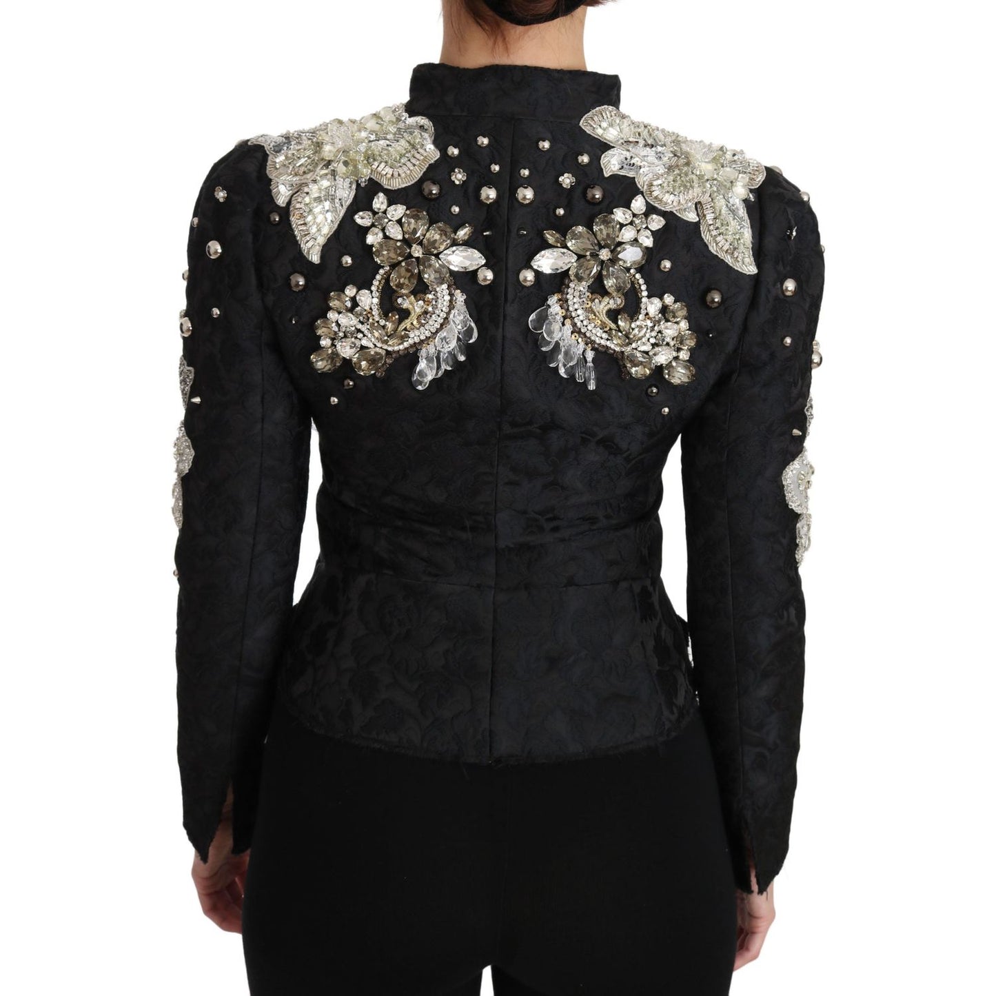 Dolce & Gabbana Black Jacquard Crystal Floral Jacket JKT2403-38