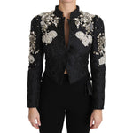 Dolce & Gabbana Black Jacquard Crystal Floral Jacket JKT2403-38