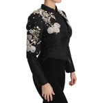 Dolce & Gabbana Black Jacquard Crystal Floral Jacket JKT2403-38