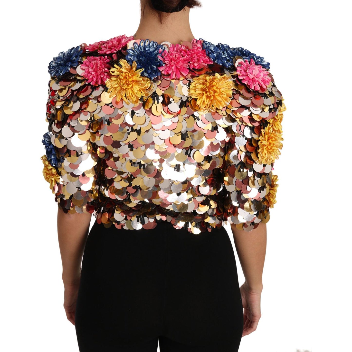 Dolce & Gabbana Crystal Sequined Floral Jacket Coat JKT2409-36