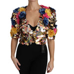 Dolce & Gabbana Crystal Sequined Floral Jacket Coat JKT2409-36