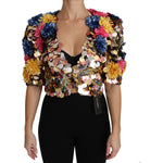 Dolce & Gabbana Crystal Sequined Floral Jacket Coat JKT2409-36