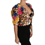 Dolce & Gabbana Crystal Sequined Floral Jacket Coat JKT2409-36