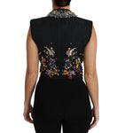Dolce & Gabbana Black Crystal Sicily Vest Waistcoat JKT2410-36