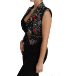 Dolce & Gabbana Black Crystal Sicily Vest Waistcoat JKT2410-36