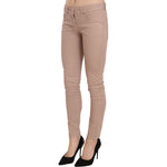 CRISTINAEFFE Brown Low Waist Slim Fit Skinny Cotton Pants PAN70184-42