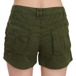 PLEIN SUD Green Mid Waist 100% Cotton Mini Shorts PAN70243-40