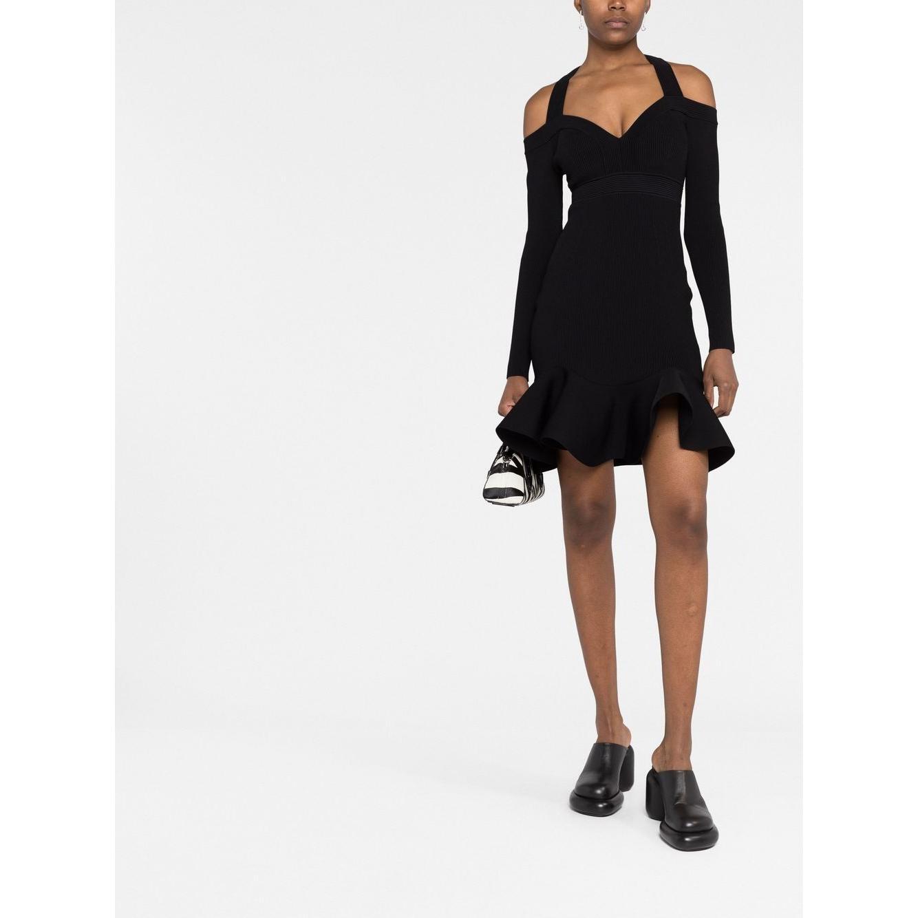 Alexander McQueen Short knitted dress with V-neck 734531Q1A5B1000