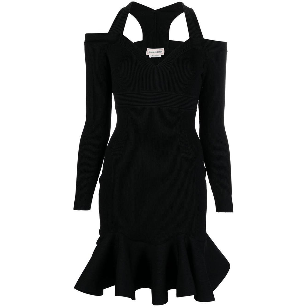Alexander McQueen Short knitted dress with V-neck 734531Q1A5B1000