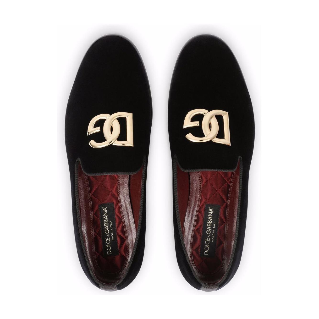 Dolce & Gabbana DG logo velvet slippers A50467A680880999