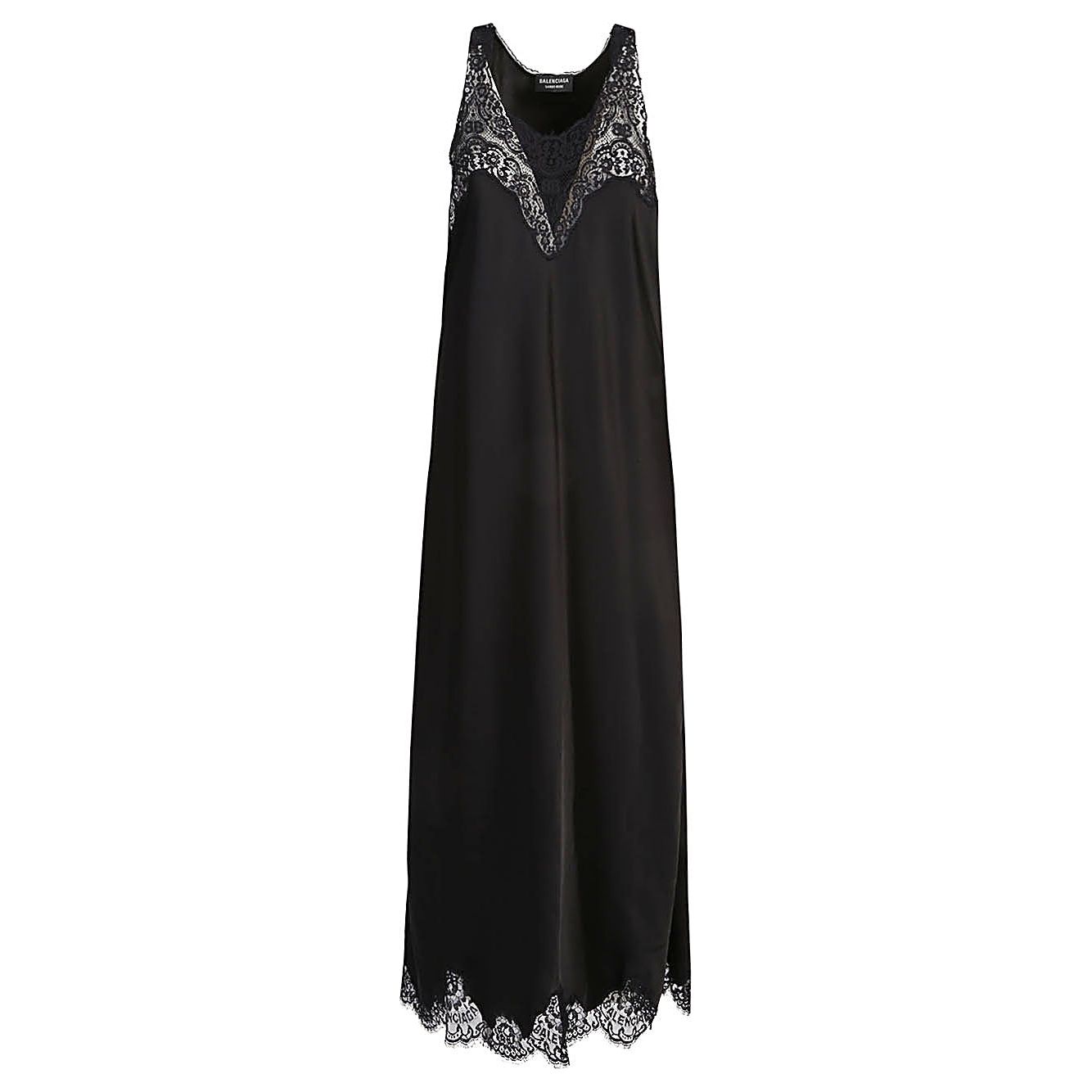 Balenciaga Lace trim long length sleeveless v-neckline dress 725085TKO041000