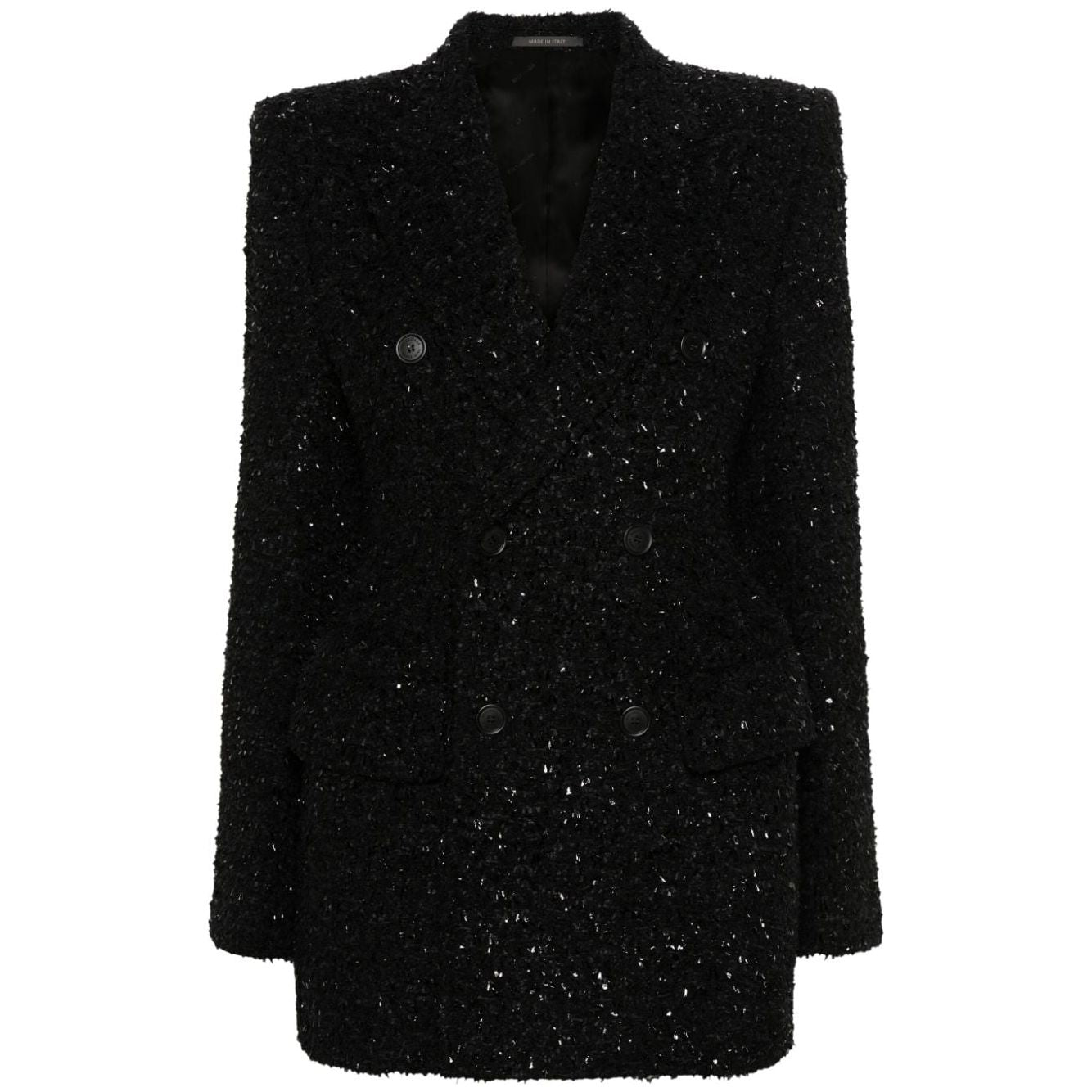 Balenciaga Hourglass tweed-texture padded-shoulder wool-blend blazer 768891TPQ361000