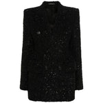 Balenciaga Hourglass tweed-texture padded-shoulder wool-blend blazer 768891TPQ361000