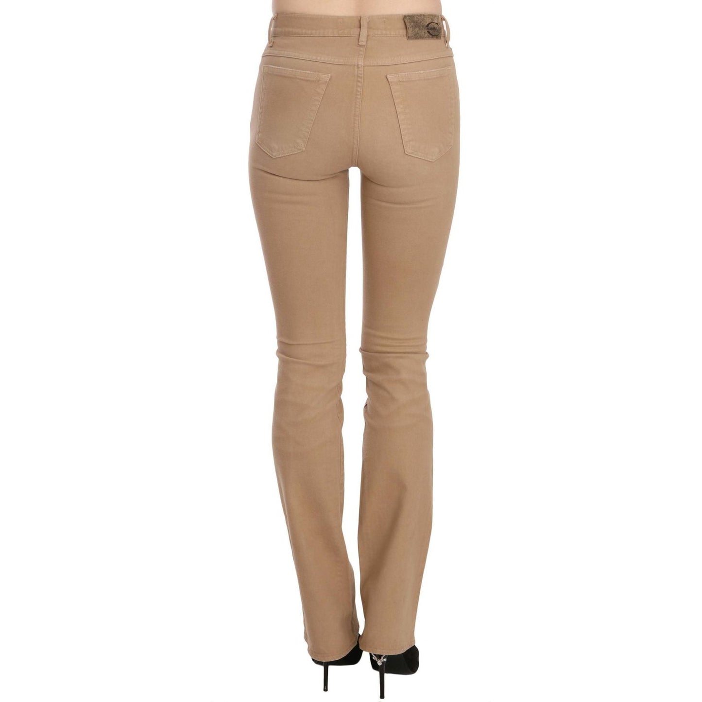 Just Cavalli Brown Cotton Stretch Mid Waist Skinny Trousers Pants PAN70340-24