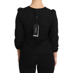 Dolce & Gabbana Black Floral Lace Zipper Top Blouse TSH3029-36