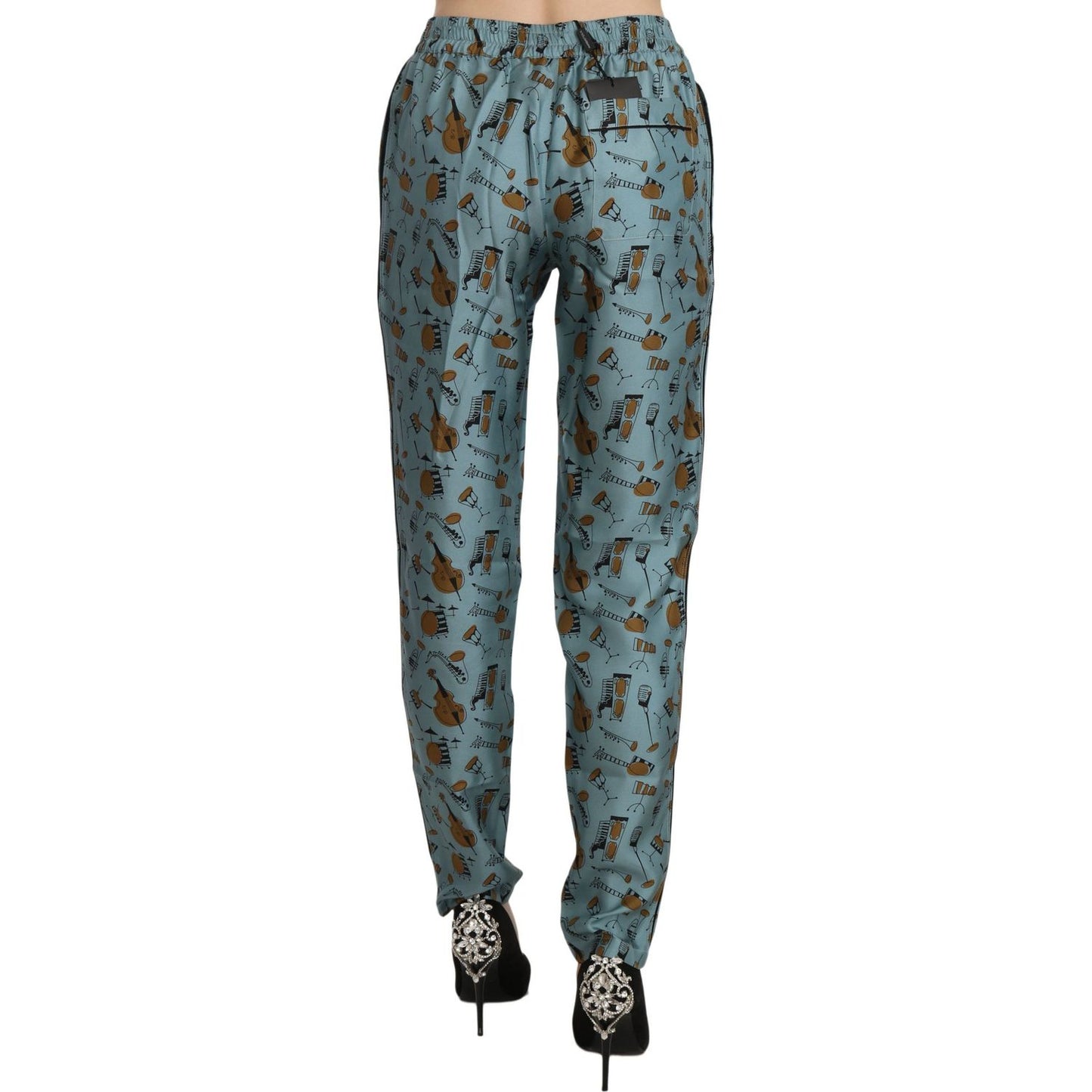 Dolce & Gabbana Blue Musical Instruments Print Tapered Pants Pan70079-36