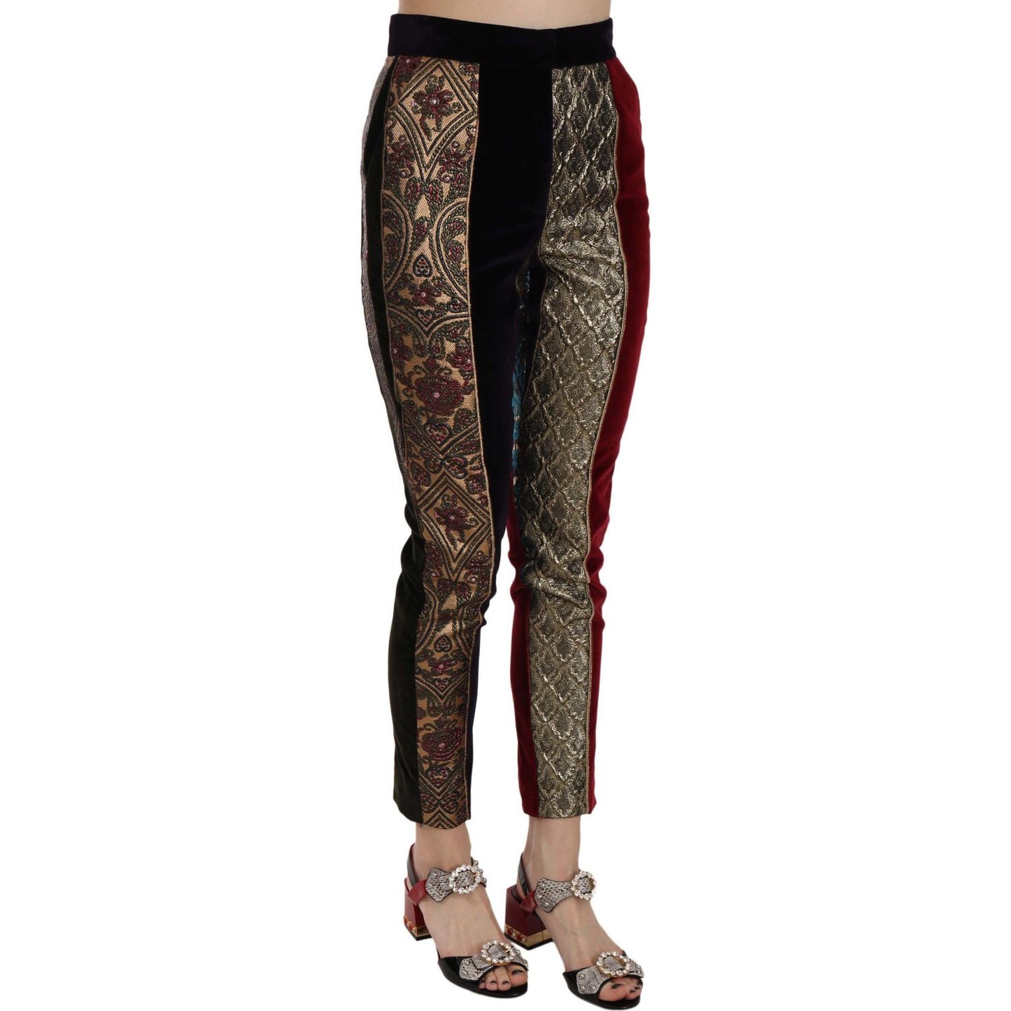 Dolce & Gabbana Multicolor Jacquard Cropped Tapered Pants PAN70040-38