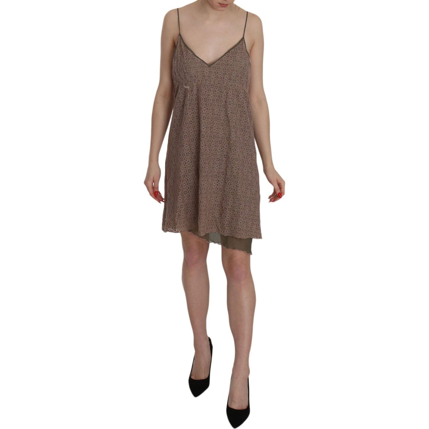 PINK MEMORIES Cotton Green Spaghetti Strap A-line Mini Dress TSH3473-46