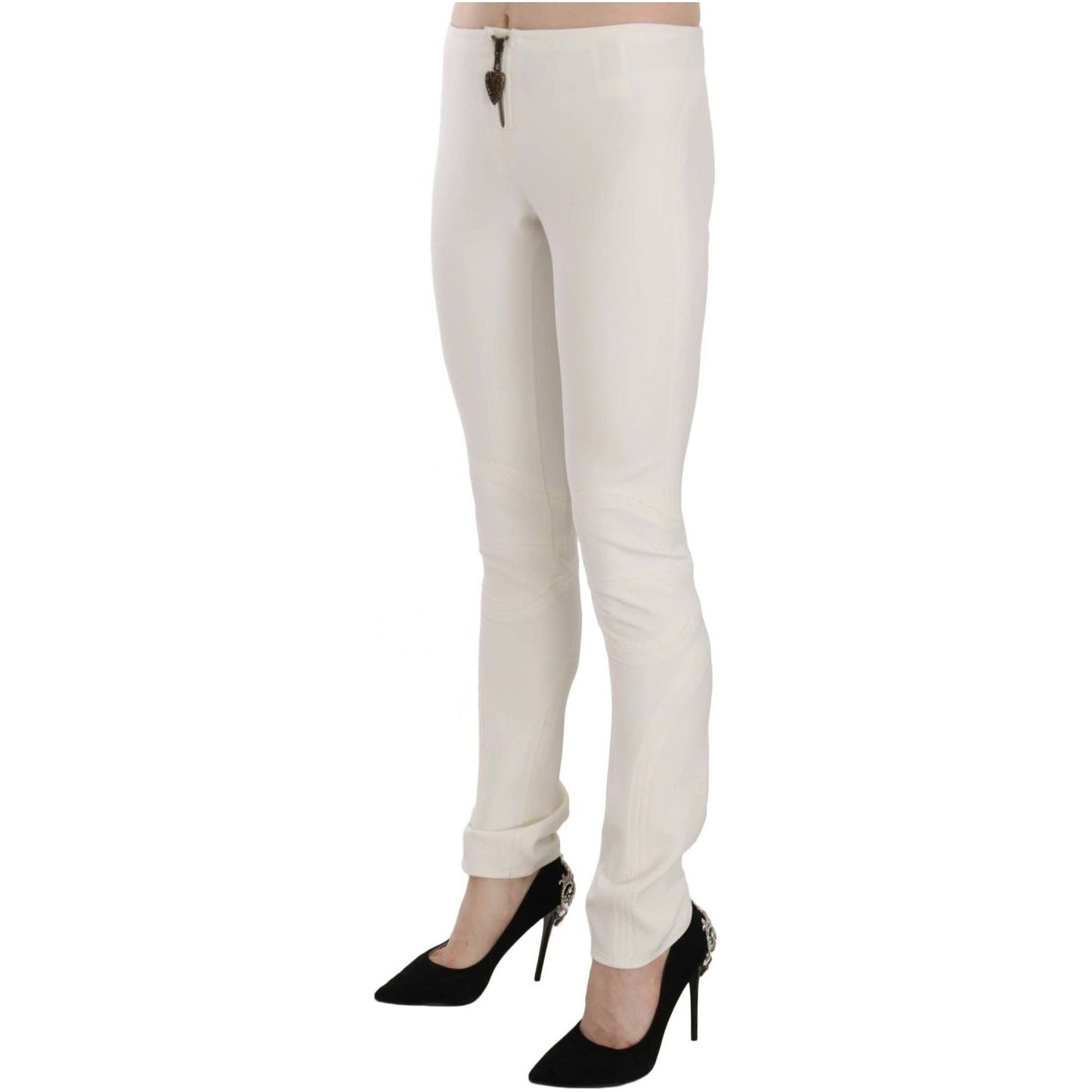 Just Cavalli White Mid Waist Skinny Dress Trousers Pants