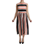 Dolce & Gabbana Multicolor Stripes A-Line Pleated Midi Dress DR2080-44