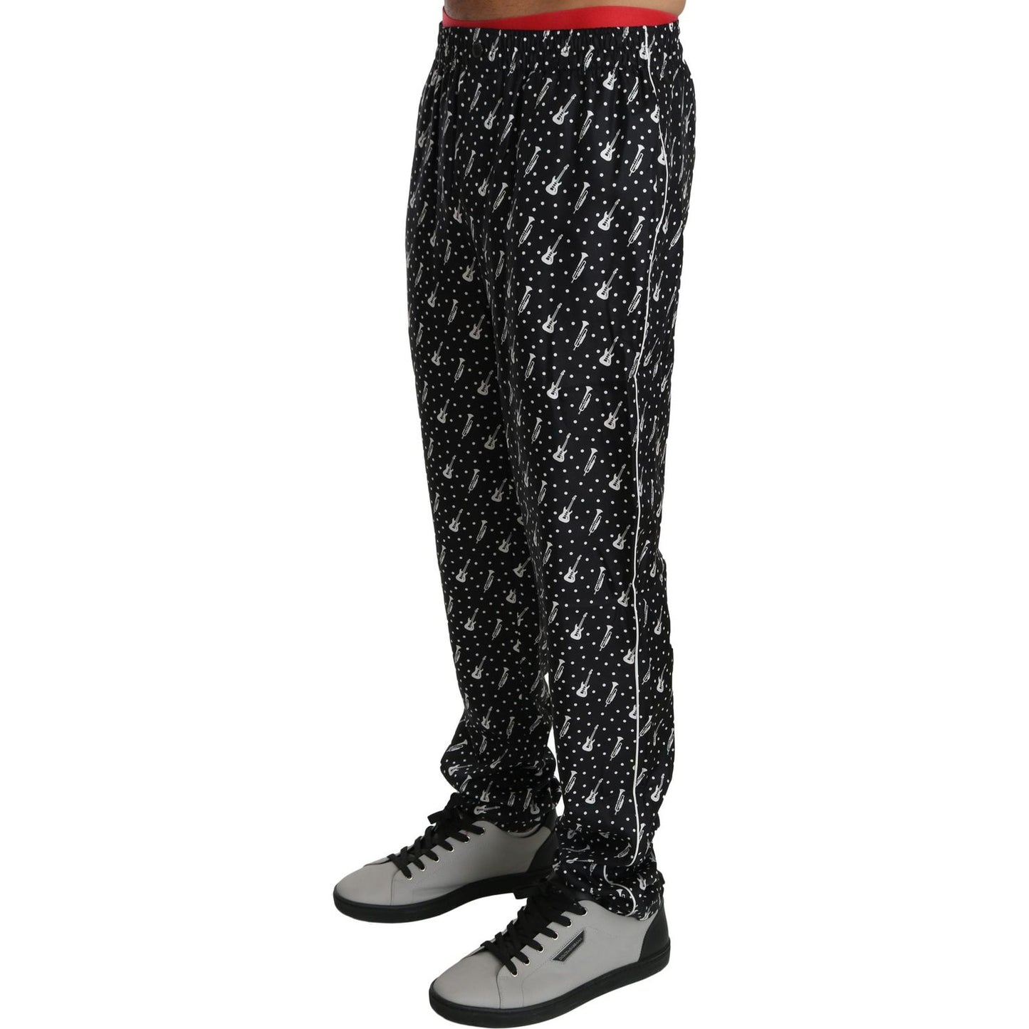 Dolce & Gabbana Silk Black Musical Instrument Trouser Pants PAN70750-46