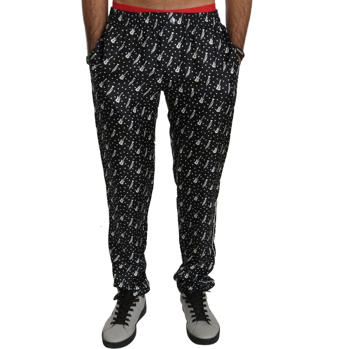 Dolce & Gabbana Silk Black Musical Instrument Trouser Pants PAN70750-46