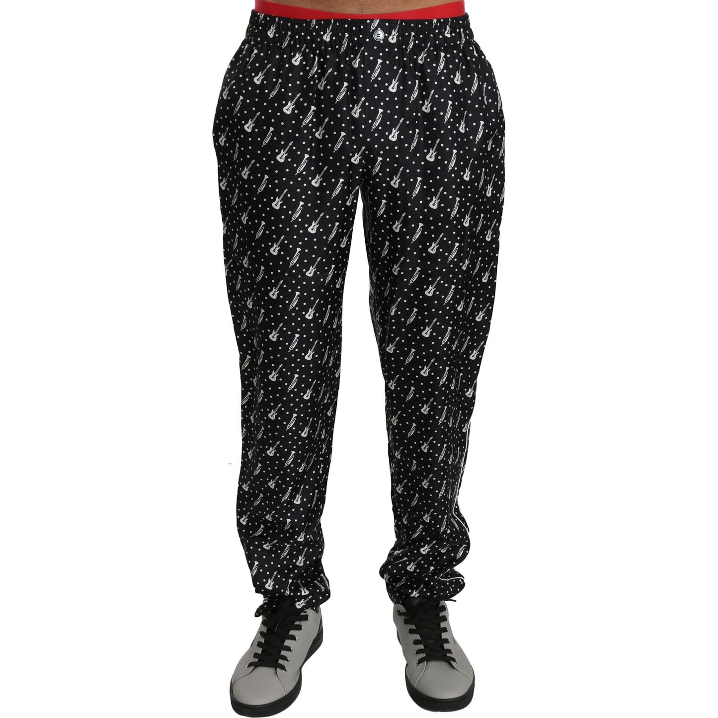 Dolce & Gabbana Silk Black Musical Instrument Trouser Pants PAN70750-46