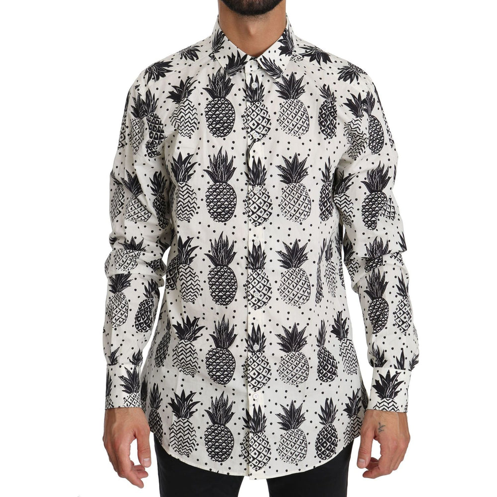 Dolce & Gabbana White Pineapple Cotton Top Shirt TSH4007-37