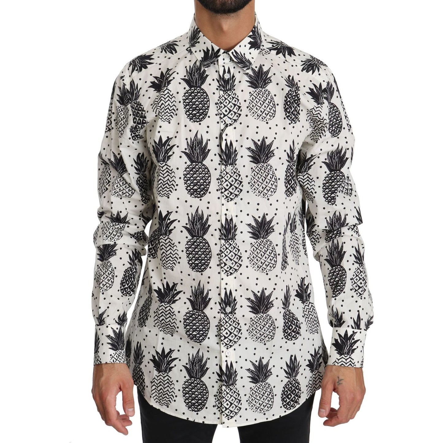 Dolce & Gabbana White Pineapple Cotton Top Shirt TSH4007-37