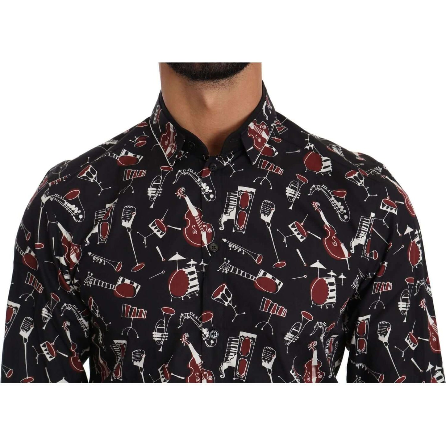 Dolce & Gabbana Black Musical Instrument Slim fit Shirt TSH4009-40