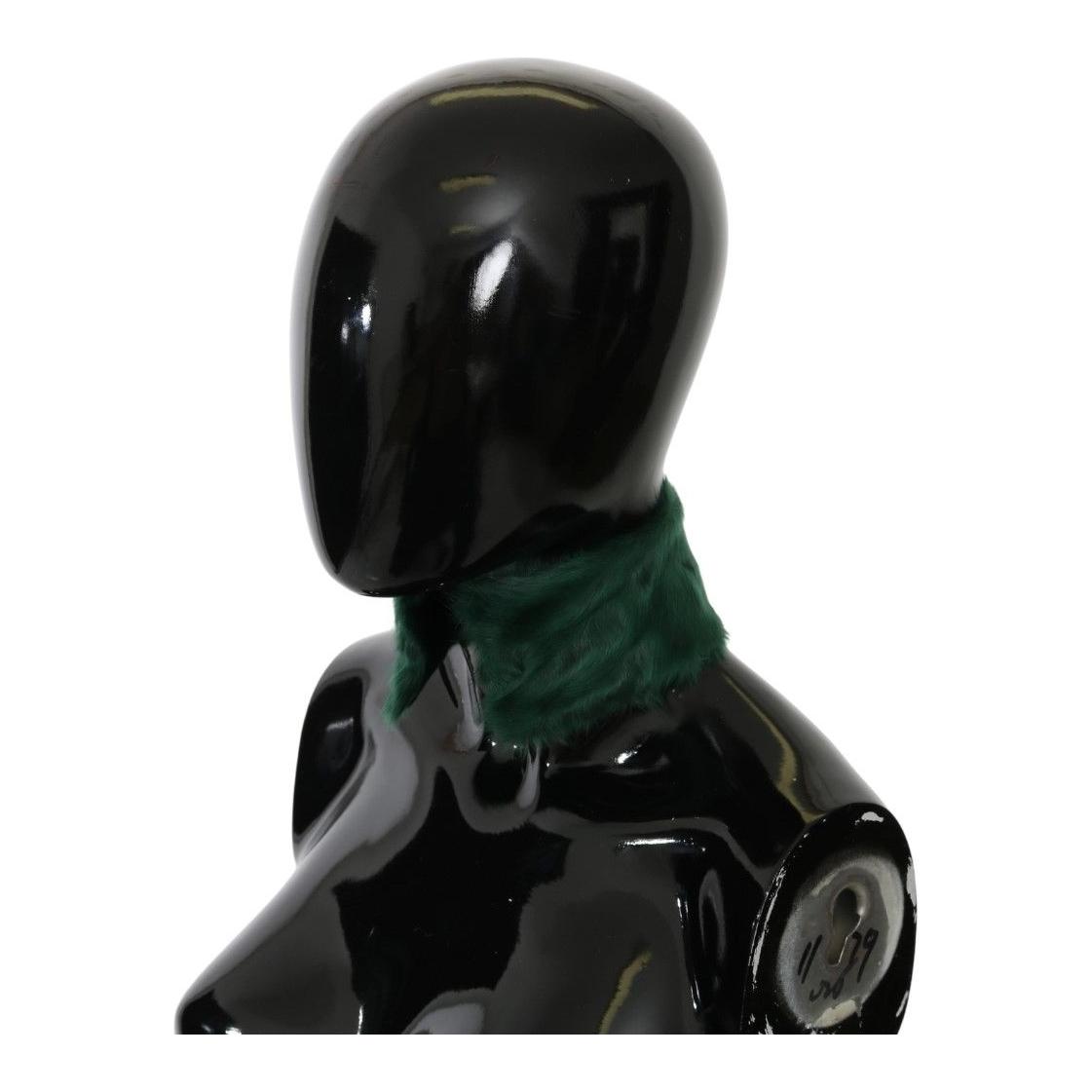 Dolce & Gabbana Green Fur Neck Collar Wrap Lambskin Scarf MS5582