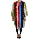 Dolce & Gabbana Multicolor Turkey Feather Cape Fur Coat JKT2511-42