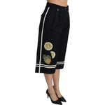 Dolce & Gabbana Black Lemon Embellished Palazzo Cropped Pants PAN70868-40