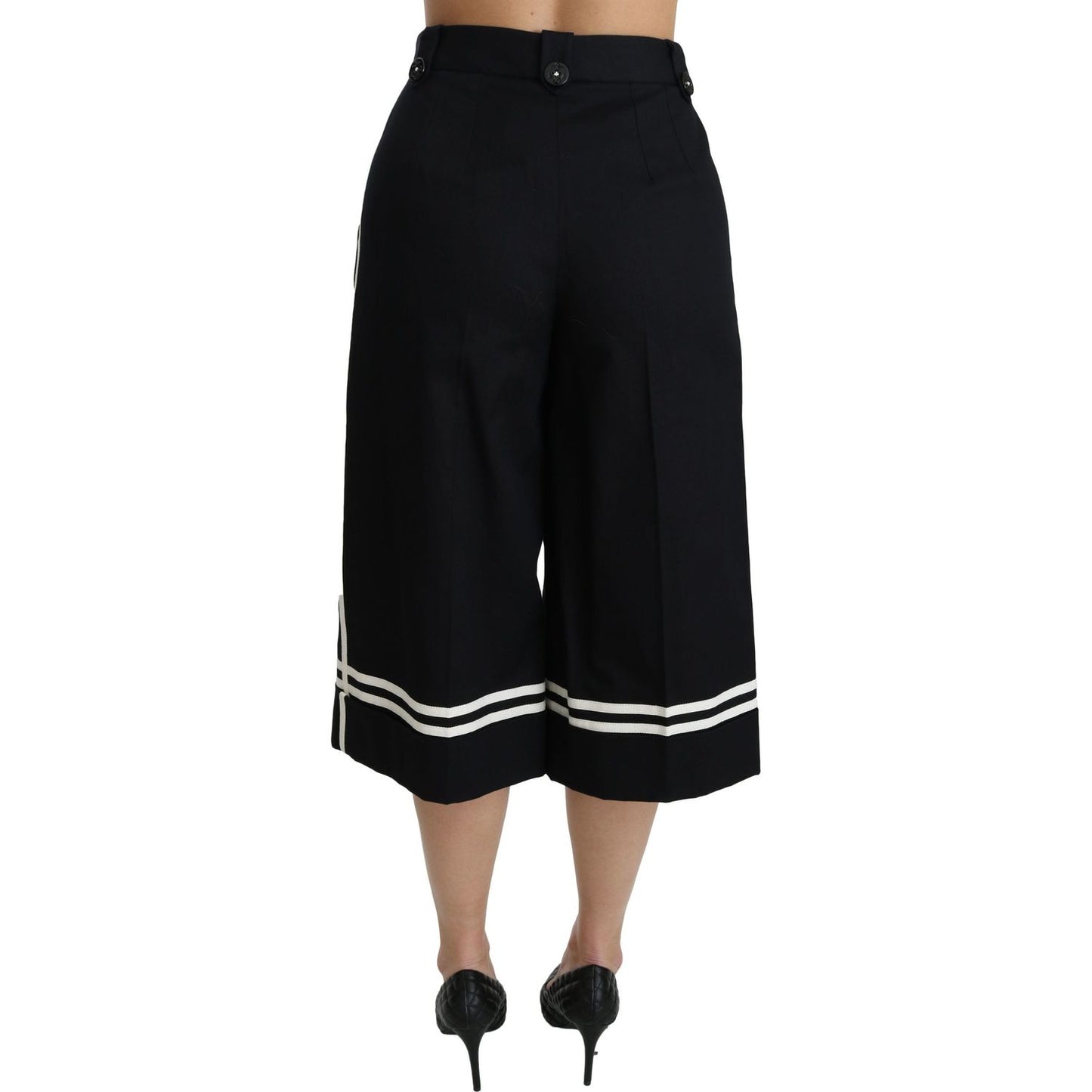 Dolce & Gabbana Black Lemon Embellished Palazzo Cropped Pants PAN70868-40
