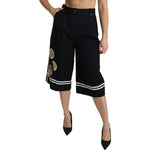 Dolce & Gabbana Black Lemon Embellished Palazzo Cropped Pants PAN70868-40