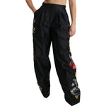 Dolce & Gabbana Black Brocade Floral Sequined Beaded Pants PAN70875-42