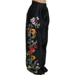 Dolce & Gabbana Black Brocade Floral Sequined Beaded Pants PAN70875-42