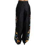 Dolce & Gabbana Black Brocade Floral Sequined Beaded Pants PAN70875-42