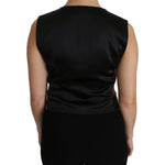Dolce & Gabbana Black Pink Floral Waistcoat Vest Blouse Top TSH4286-38
