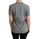 Dolce & Gabbana Gray Crewneck Amore Patch Cotton Top T-shirt TSH4467-36