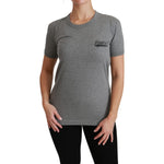 Dolce & Gabbana Gray Crewneck Amore Patch Cotton Top T-shirt TSH4467-36
