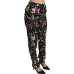 Dolce & Gabbana Black Silk Instrument Mid Waist Pants PAN70748-36