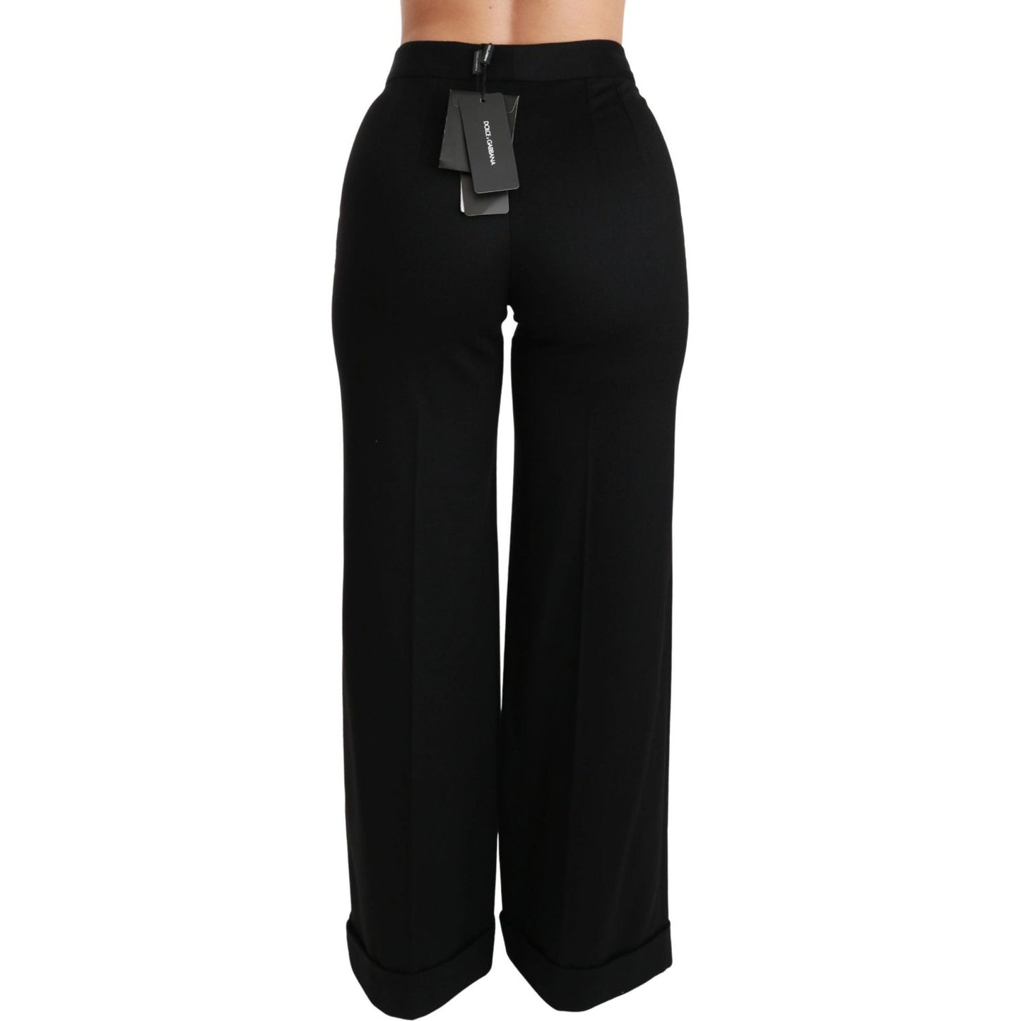 Dolce & Gabbana Black Wide Leg Flared Trouser Cashmere Pants PAN70835-38