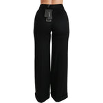 Dolce & Gabbana Black Wide Leg Flared Trouser Cashmere Pants PAN70835-38