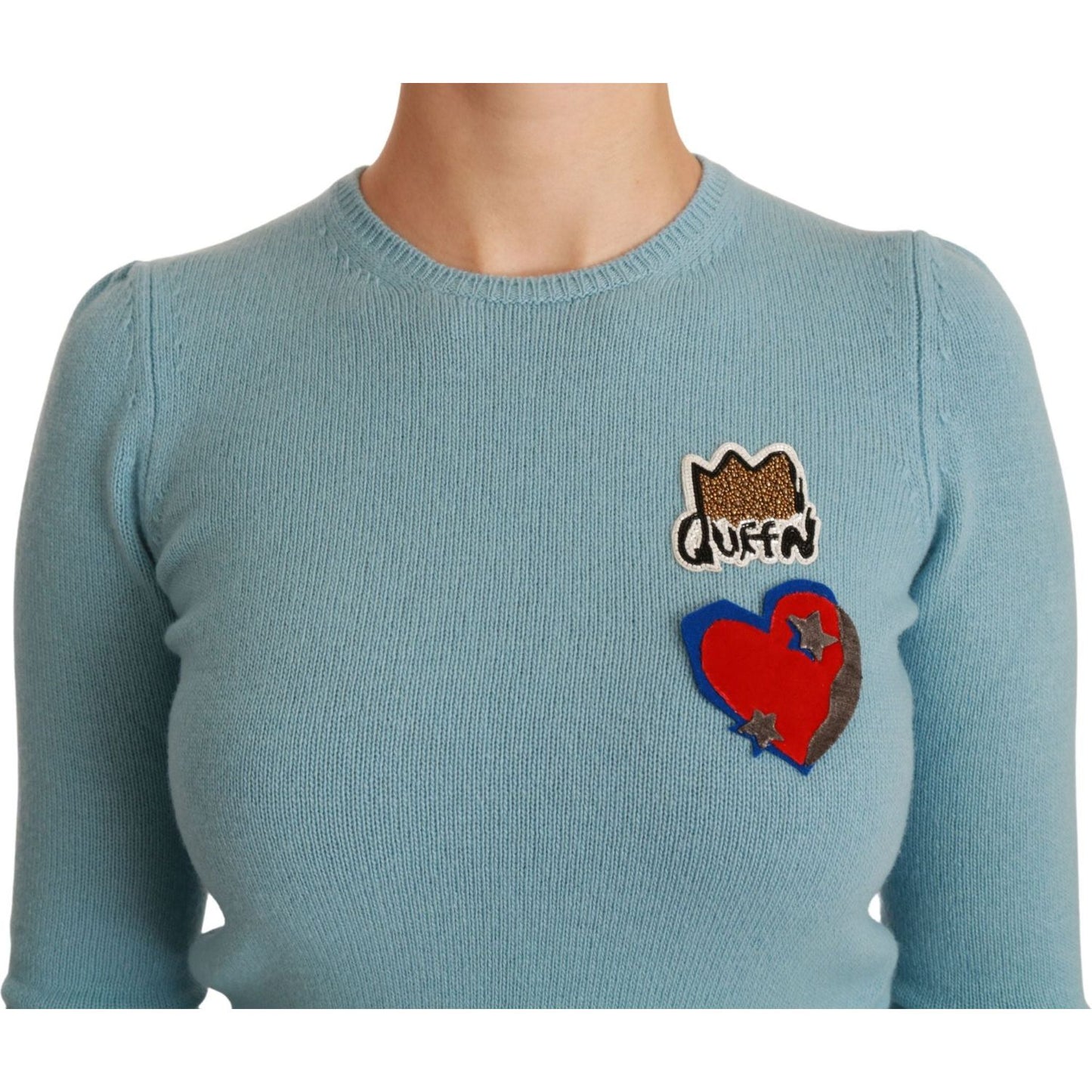 Dolce & Gabbana Blue Wool Queen Heart Pullover Sweater TSH4416-36