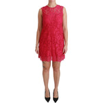 Dolce & Gabbana Pink Floral Lace Shift Gown Mini Dress DR2465-36