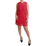 Dolce & Gabbana Pink Floral Lace Shift Gown Mini Dress DR2465-36