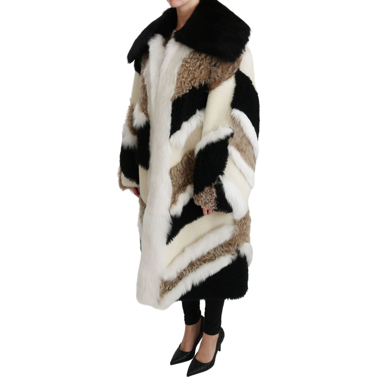 Dolce & Gabbana Sheep Fur Shearling Cape Jacket Coat JKT2569-40