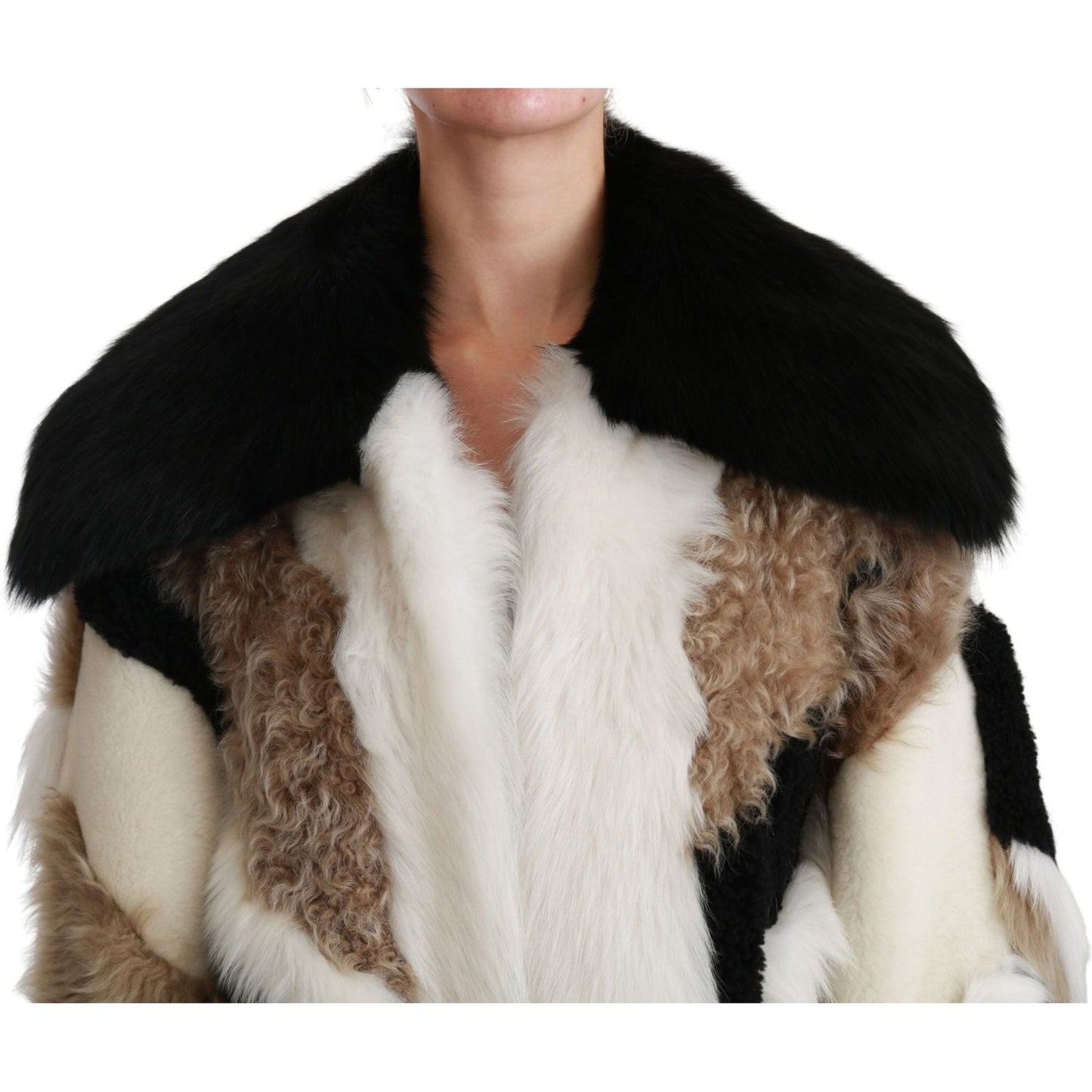 Dolce & Gabbana Sheep Fur Shearling Cape Jacket Coat JKT2569-40
